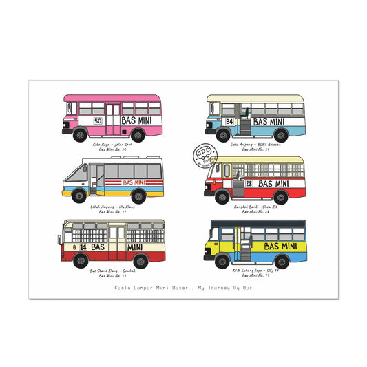 My Journey By Bus | Postcard - KL Mini Buses - Side View