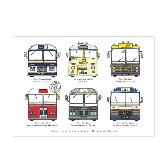 My Journey By Bus | Postcard - Penang Classic Buses - Front View