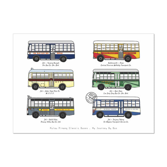 My Journey By Bus | Postcard - Penang Classic Buses - Side View