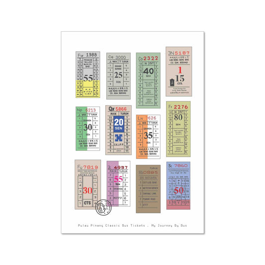 My Journey By Bus | Postcard - Penang Classic Buses - Bus Ticket 2