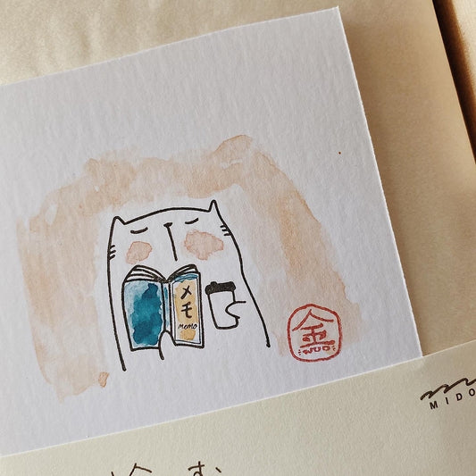 Catdoo rubber stamp - Memo cat with coffee (CD2580042)
