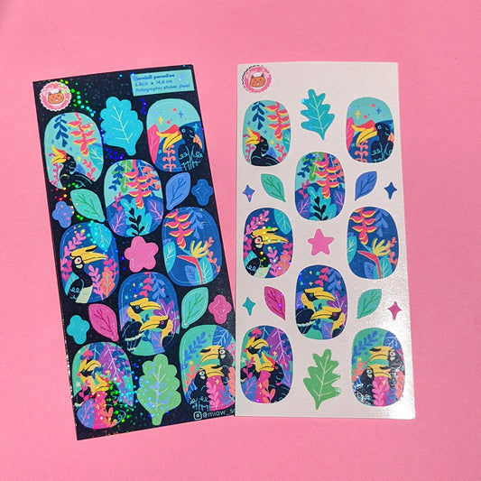 Miaw soda by Hsieying -Hornbill Paradise (Blue) Holographic Sticker Sheet