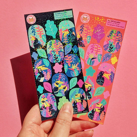 Miaw soda by Hsieying -Hornbill Paradise (Blue) Holographic Sticker Sheet