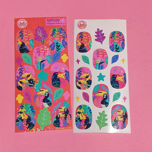 Miaw soda by Hsieying -Hornbill Paradise (Orange) Holographic Sticker Sheet