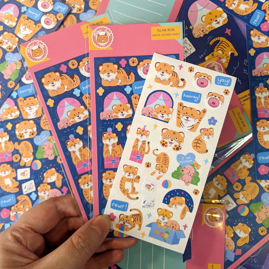 Miaw soda by Hsieying -Tilla and Boki Matte Sticker Sheet