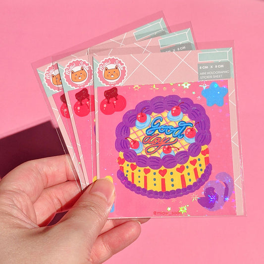 Miaw soda by Hsieying -Good Day Mini Holographic Sticker Sheet