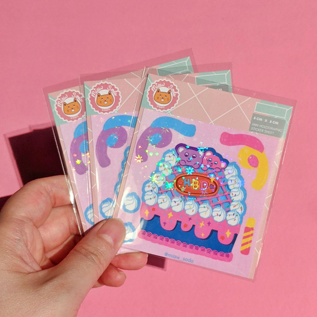 Miaw soda by Hsieying -HBD Mini Holographic Sticker Sheet