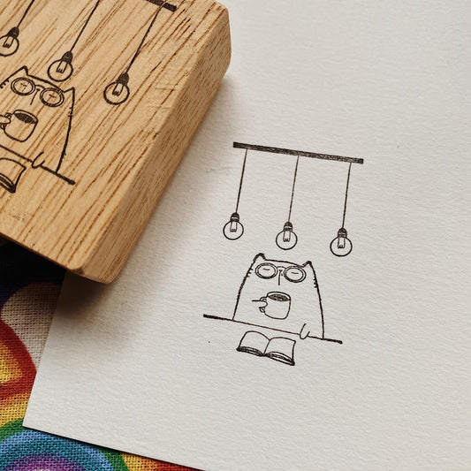 Catdoo rubber stamp - New coffee and book (CD2570901)