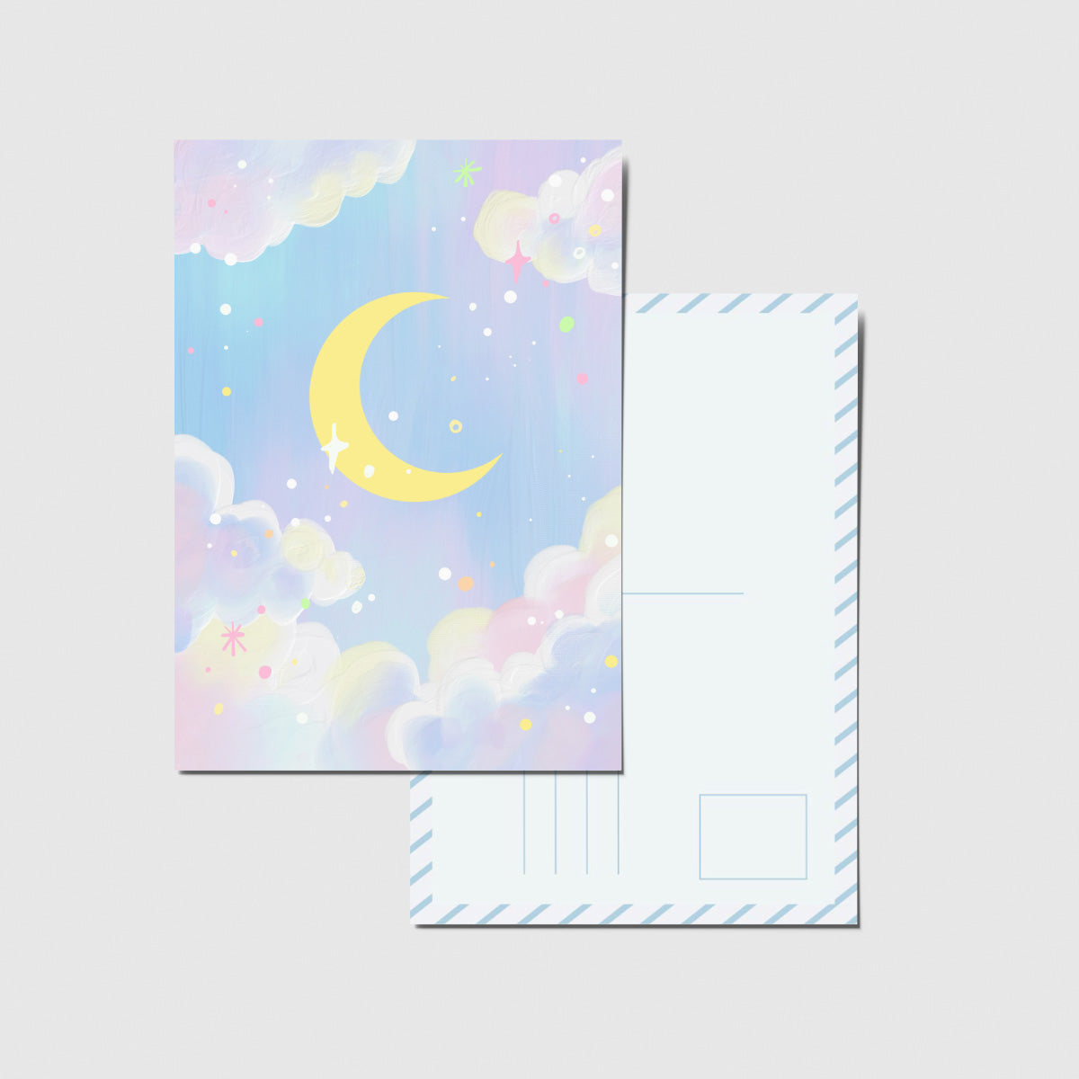 Panda Yoong | Big moon blue sky postcard