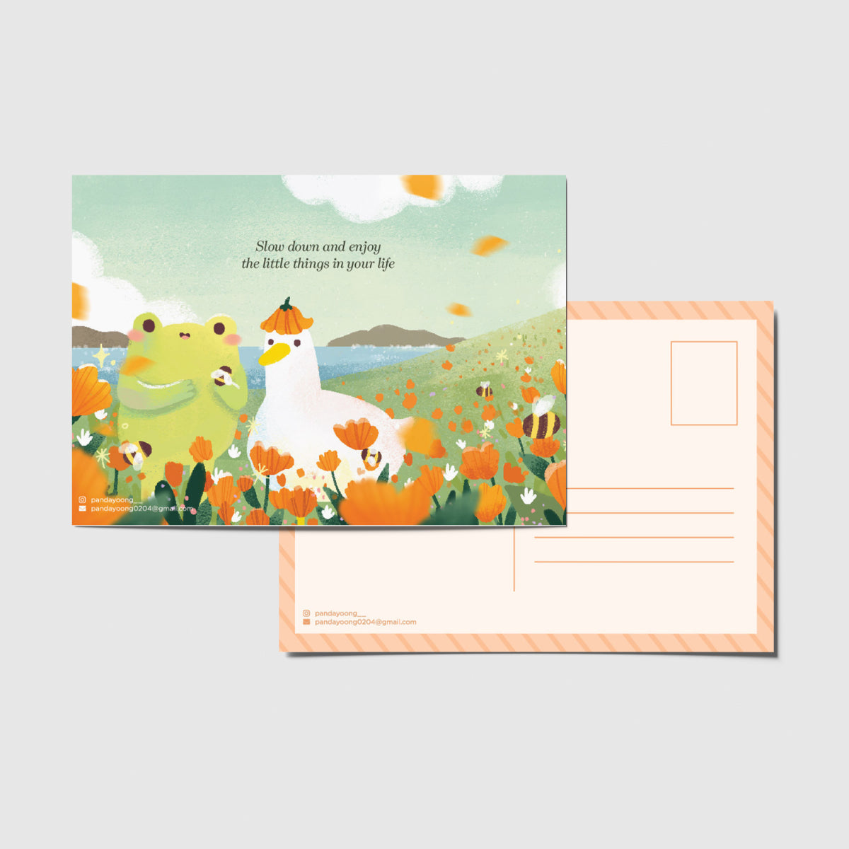 Panda Yoong | Froggy & Ducky in orange flower field