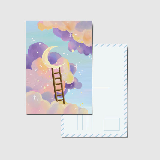 Panda Yoong | Stairs to moon postcard
