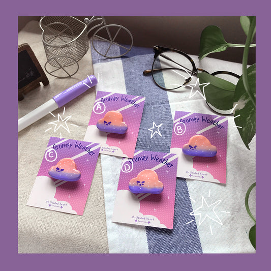 Grumpy Weather Clay Pin | Sunset Variation