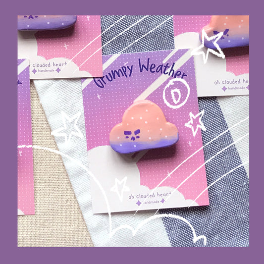 Grumpy Weather Clay Pin | Sunset Variation