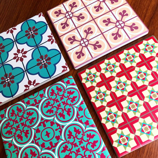 Peranakan Ceramic Coaster Set (of four)- Warm Set