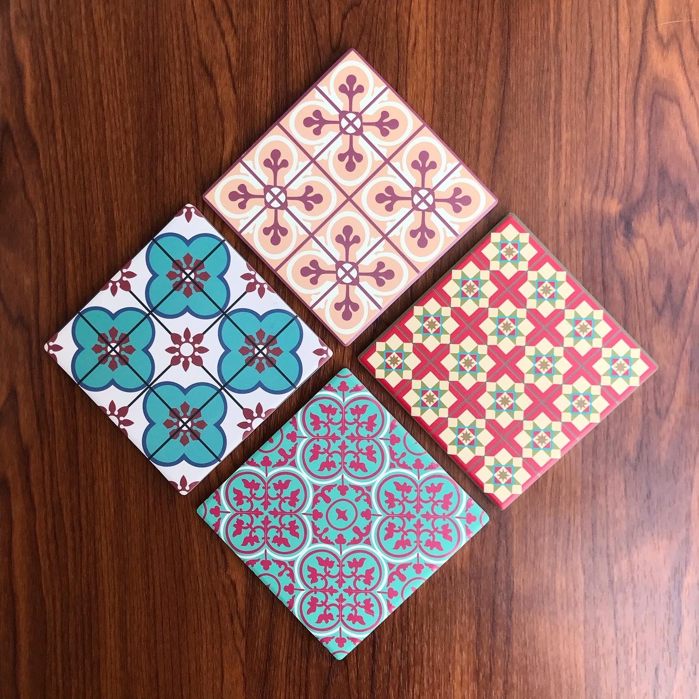 Peranakan Ceramic Coaster Set (of four)- Warm Set