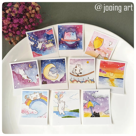 Polaroid Cat in the Sky Stickers