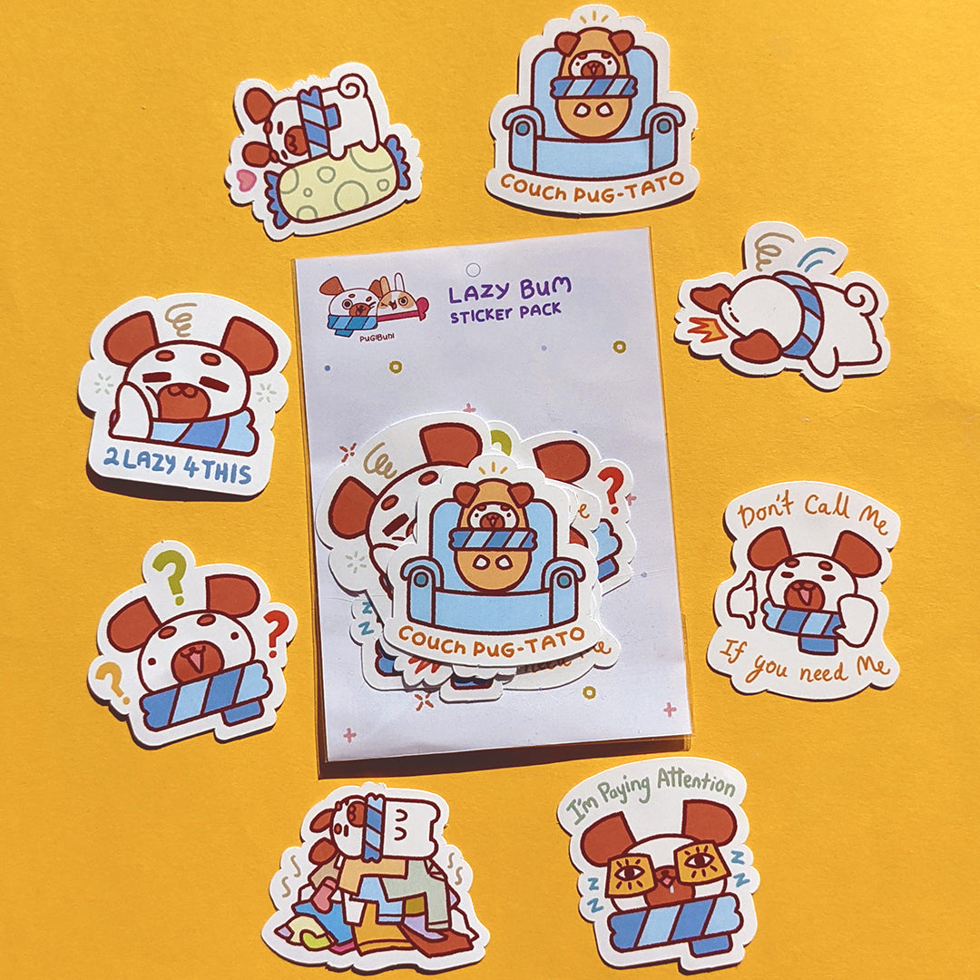 PugiBuni Lazy Bum Sticker Pack