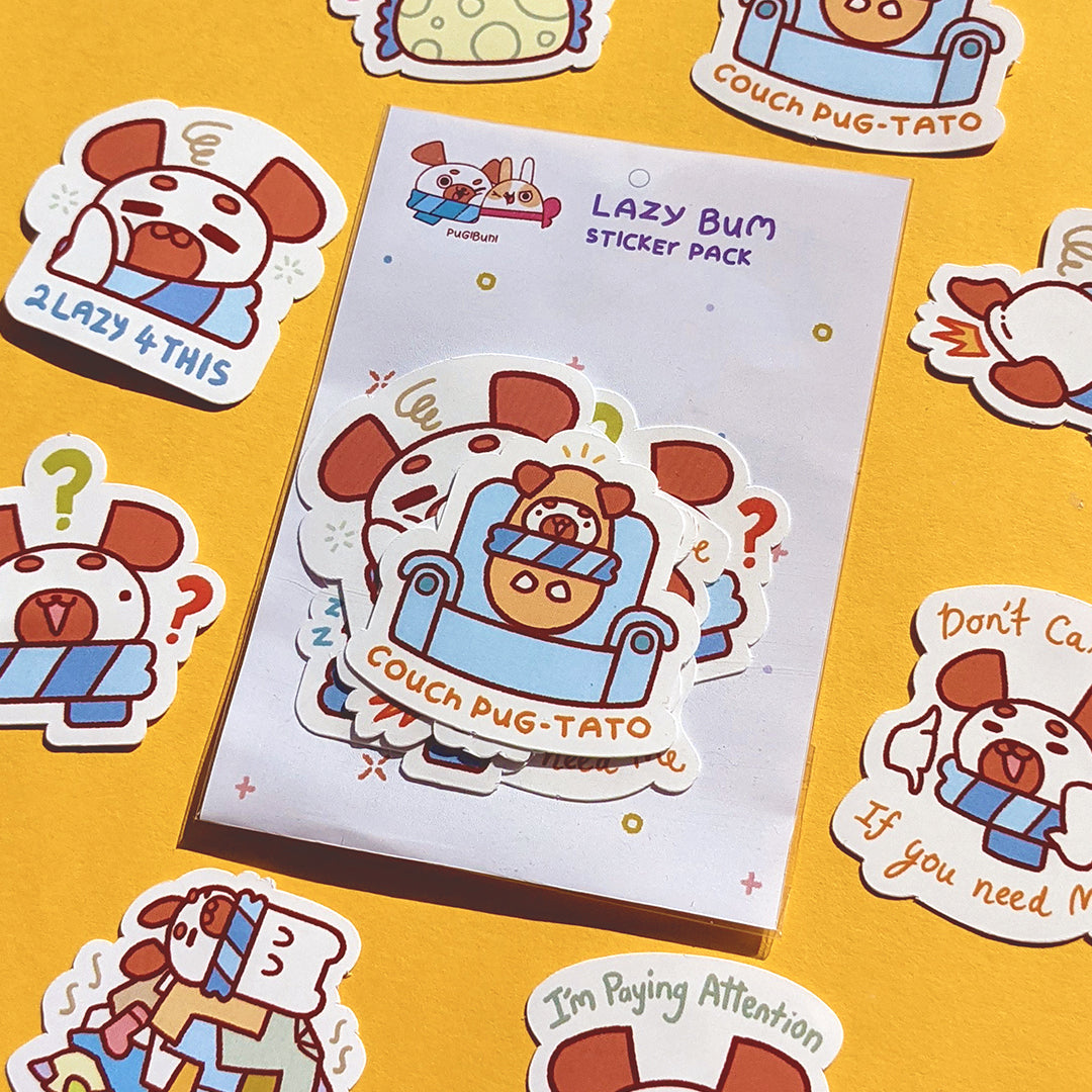 PugiBuni Lazy Bum Sticker Pack