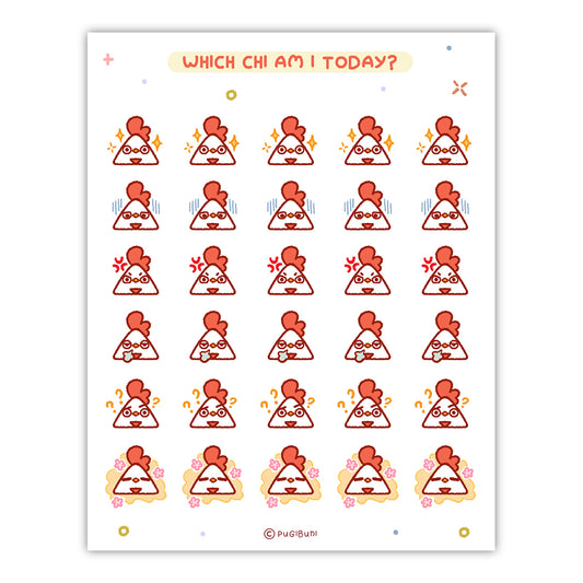 PugiBuni Mood Tracker Sticker Sheet - Chi