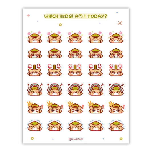 PugiBuni Mood Tracker Sticker Sheet - Hedgi