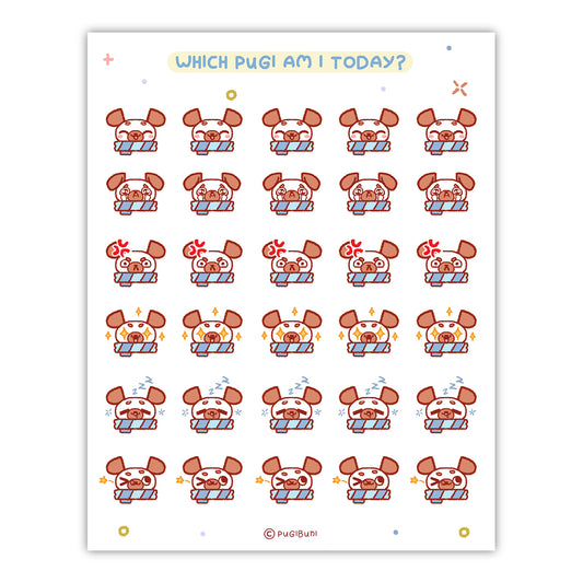 PugiBuni Mood Tracker Sticker Sheet - Pugi