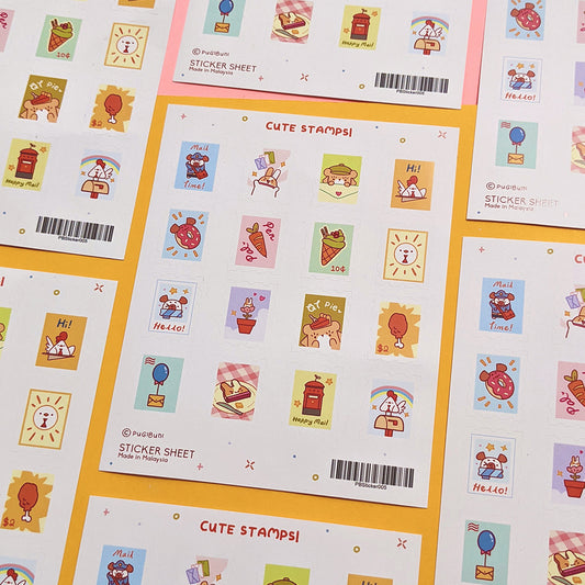 PugiBuni Stamp Sticker Sheet