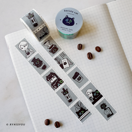 Barista Cat Stamp Washi