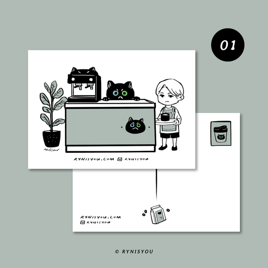 Barista Cat Postcard