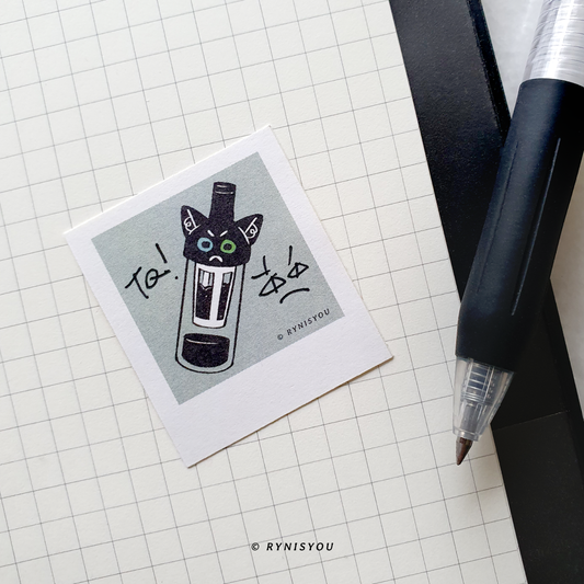 Barista Cat ① mini Polaroid Sticker Set