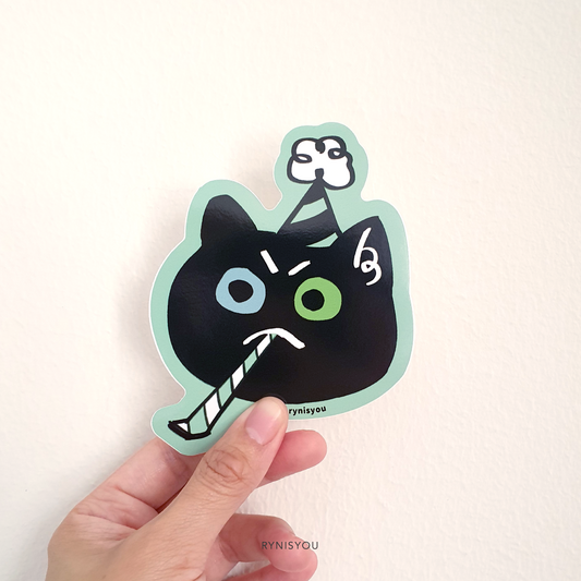 Birthday Cat Waterproof Vinyl Sticker