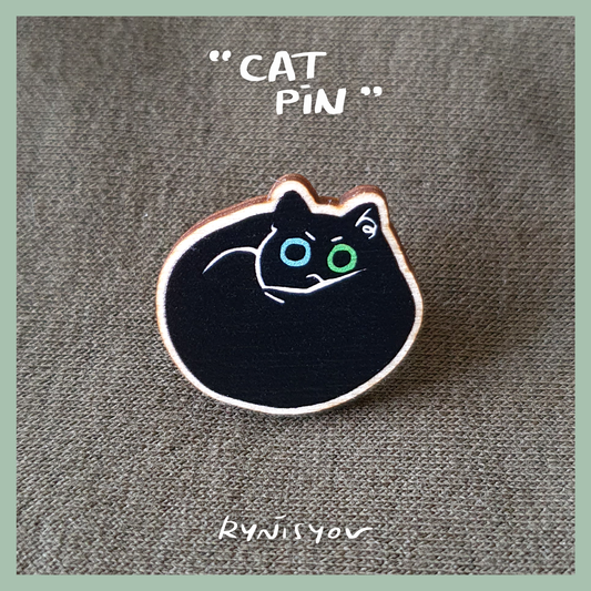 Cat Wooden Pin - A - Donut