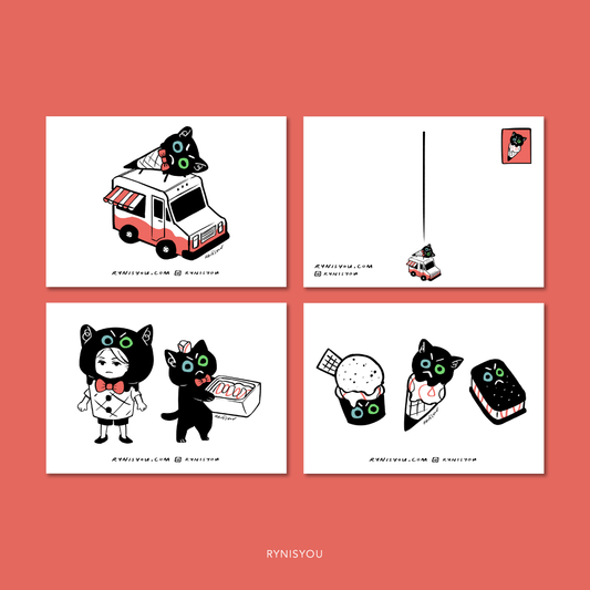 Ice-Cream 4 You, Cat Postcard