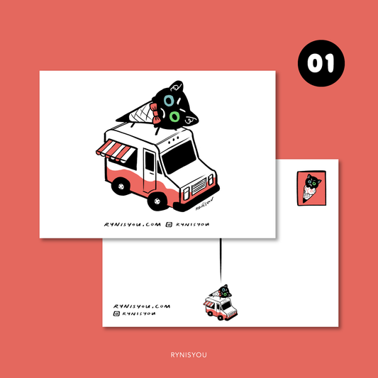 Ice-Cream 4 You, Cat Postcard