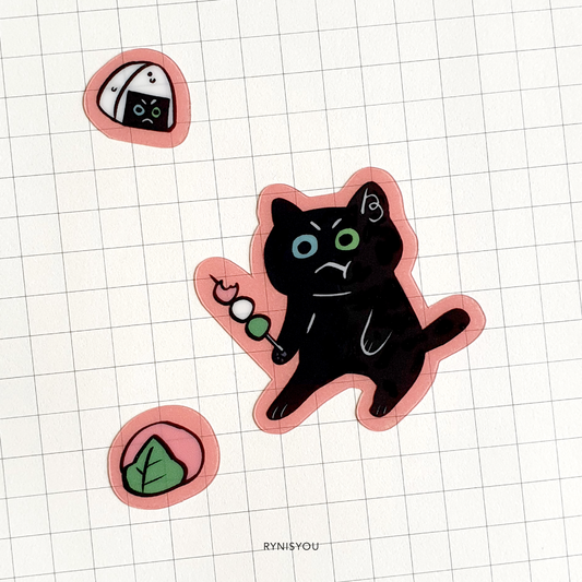 Sakura Cat Waterproof Transparent Sticker Sheet