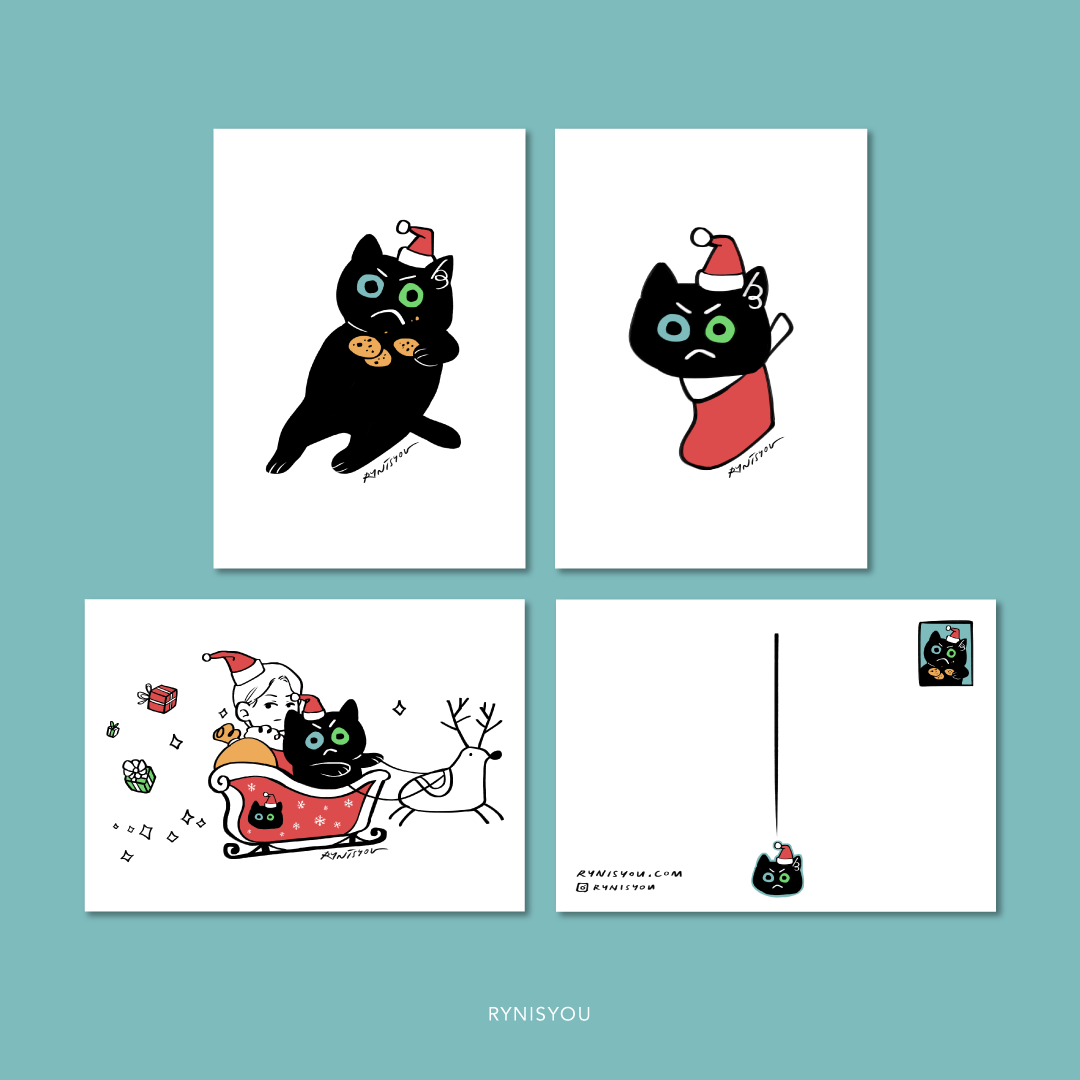Santa Cat Postcard Chub my santa-cat-postcard-chub-my