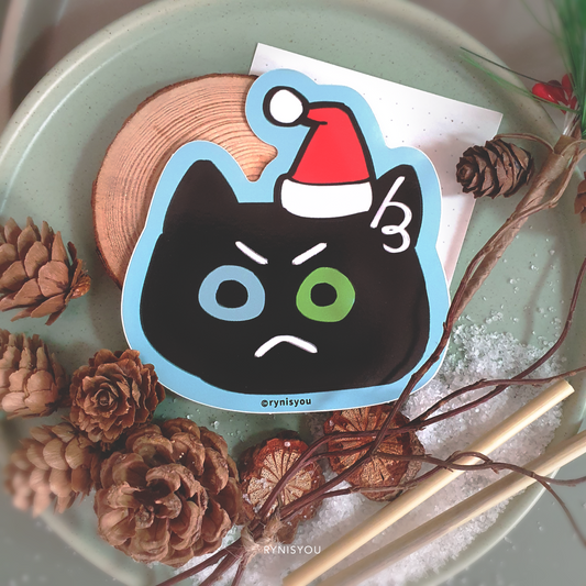 Santa Cat Waterproof Vinyl Sticker