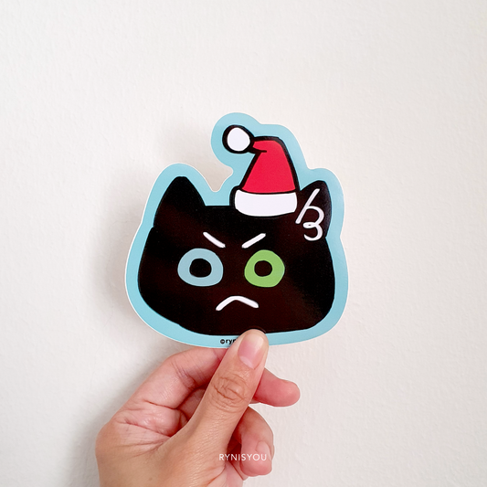 Santa Cat Waterproof Vinyl Sticker