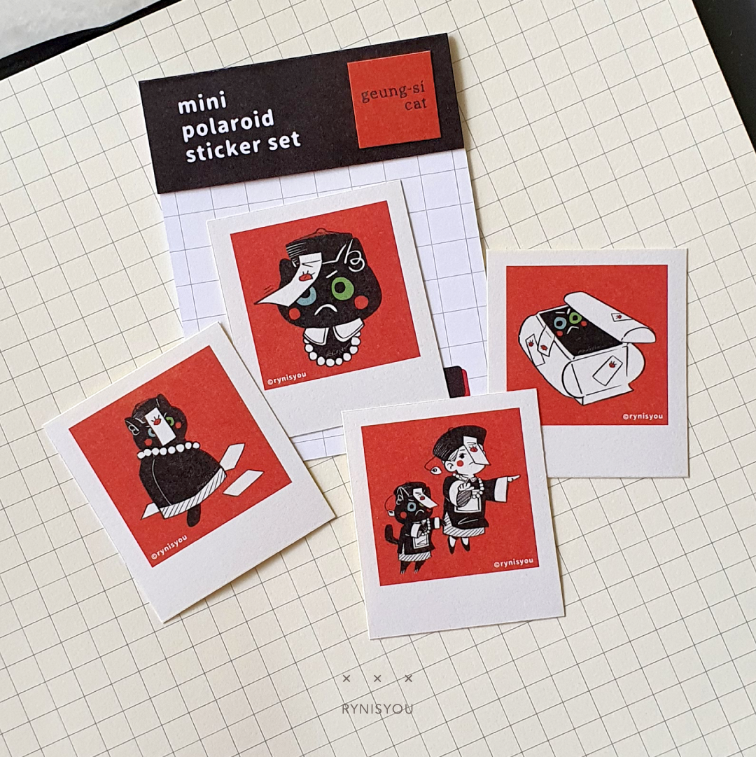 Geung-Si Cat mini Polaroid Sticker Set