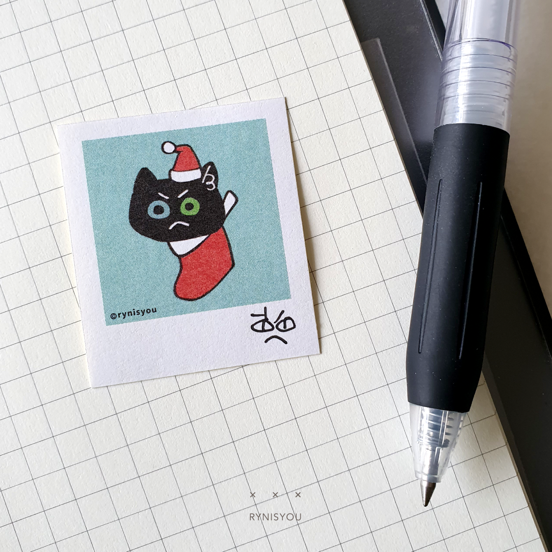 Santa Cat mini Polaroid Sticker Set