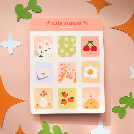 Cute Stamps Sticker Sheet