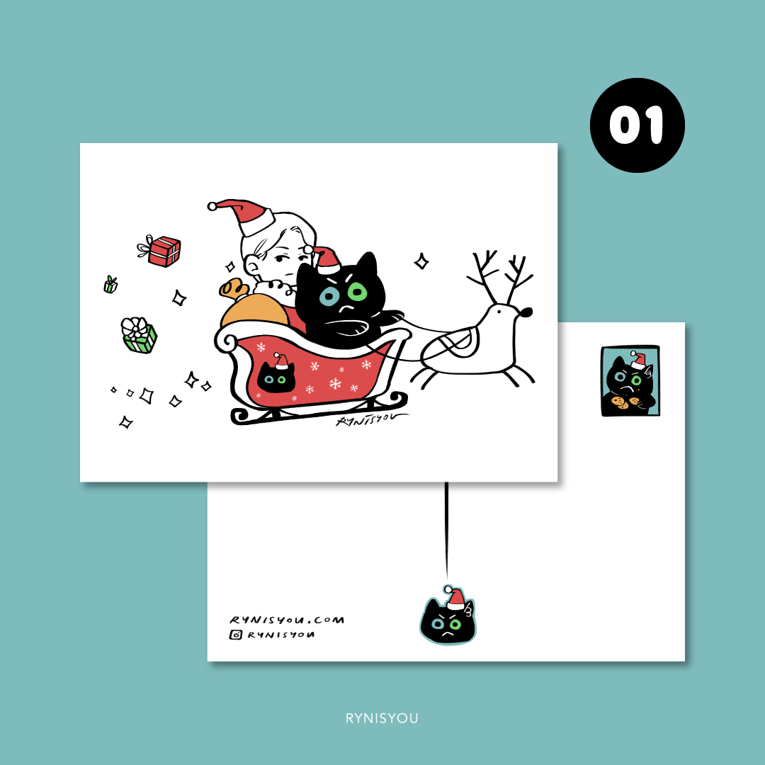 Santa Cat Postcard
