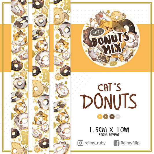 15mm Gold Foil Washi Season 1 - DONUT CAT