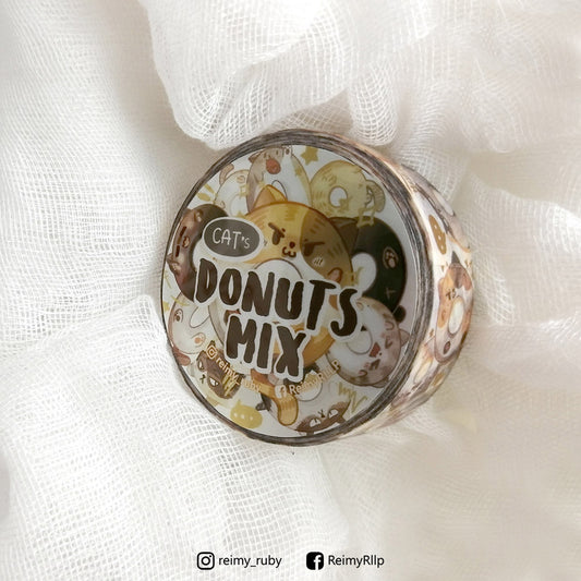 15mm Gold Foil Washi Season 1 - DONUT CAT