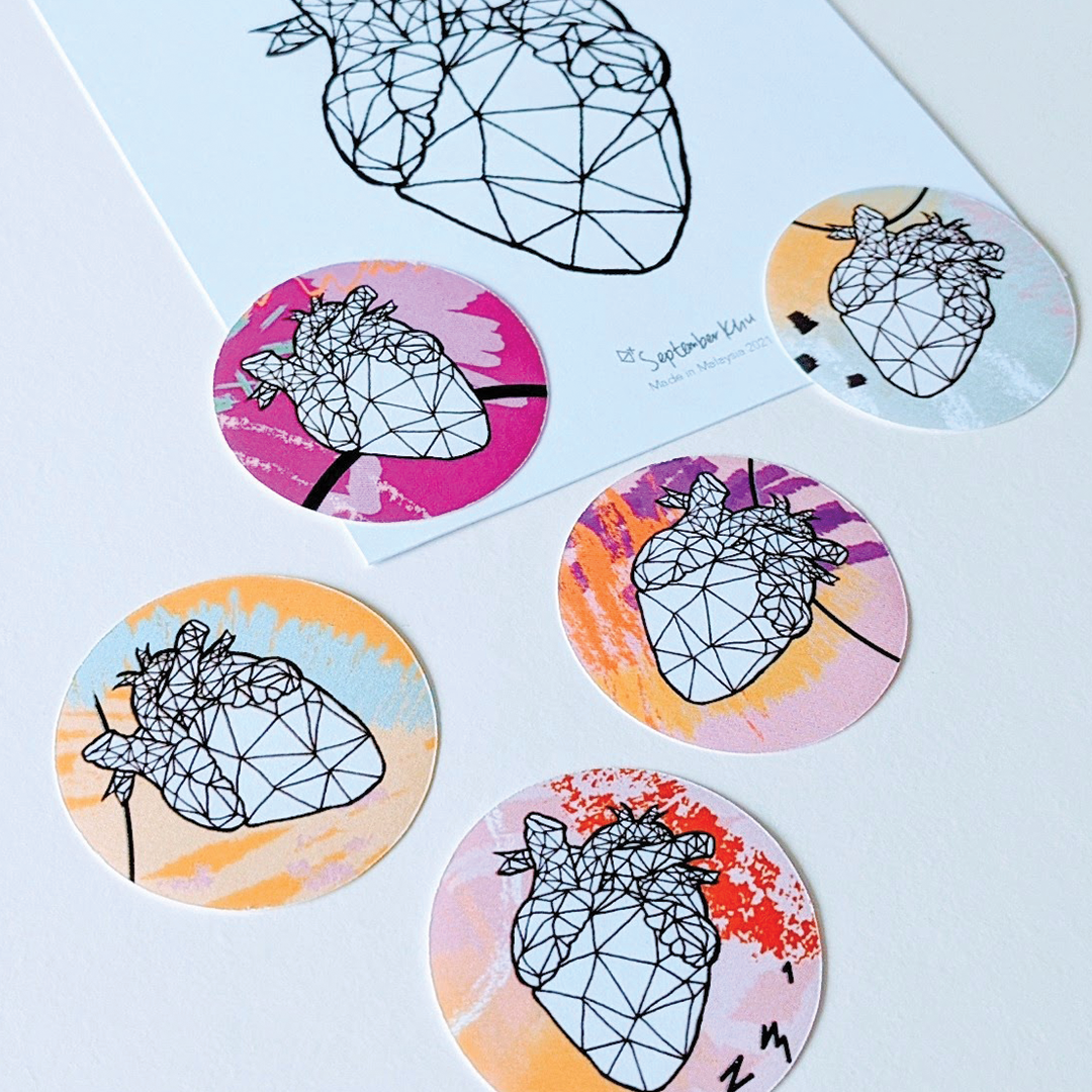 Colour Me Heart Geometry Stickers