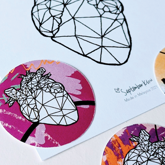 Colour Me Heart Geometry Stickers