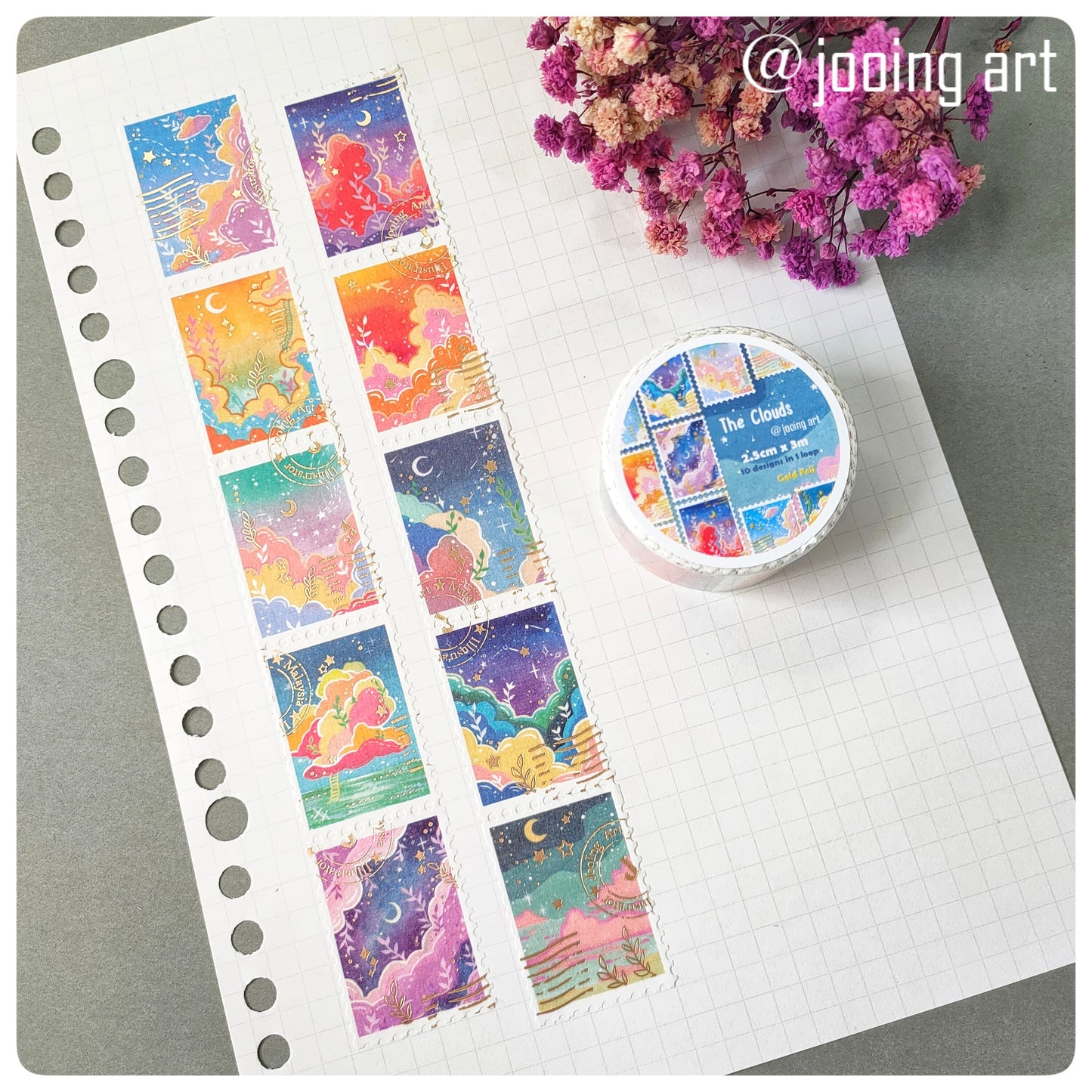 Gold Foil Stamp Washi Tape - The Cloud