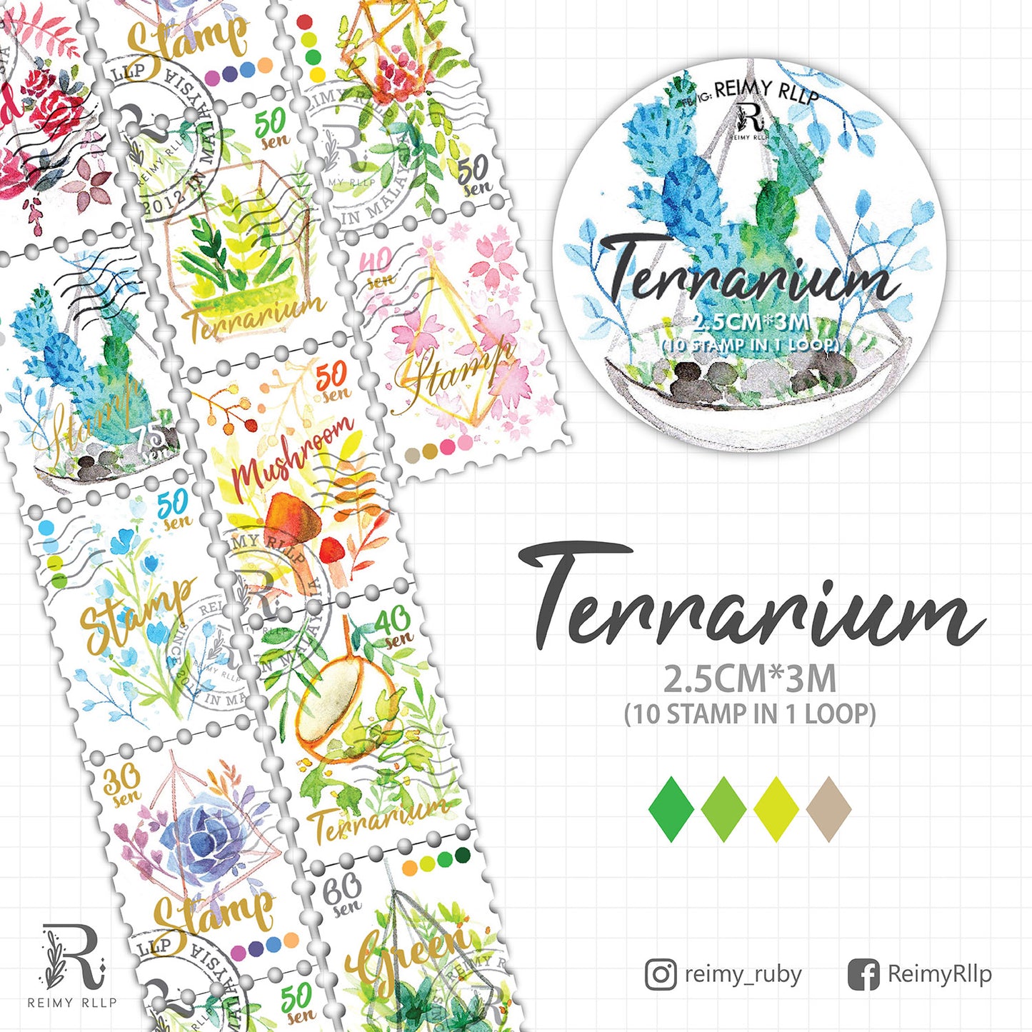 Stamp Washi - Terrarium