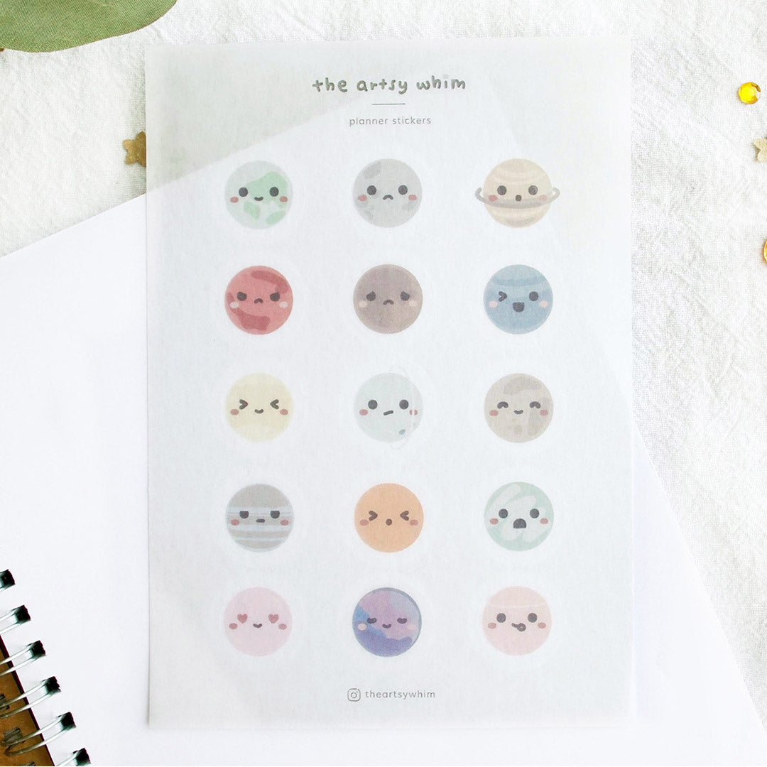 Cute Planets Mood Tracker Washi Sticker Sheet