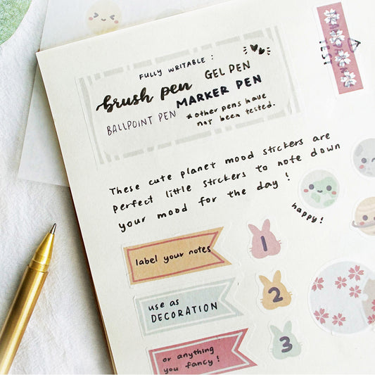 Cute Planets Mood Tracker Washi Sticker Sheet