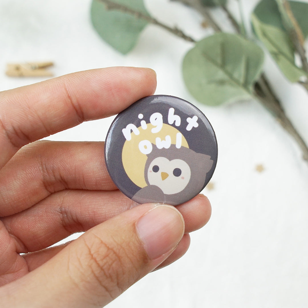 Night Owl Button Badge